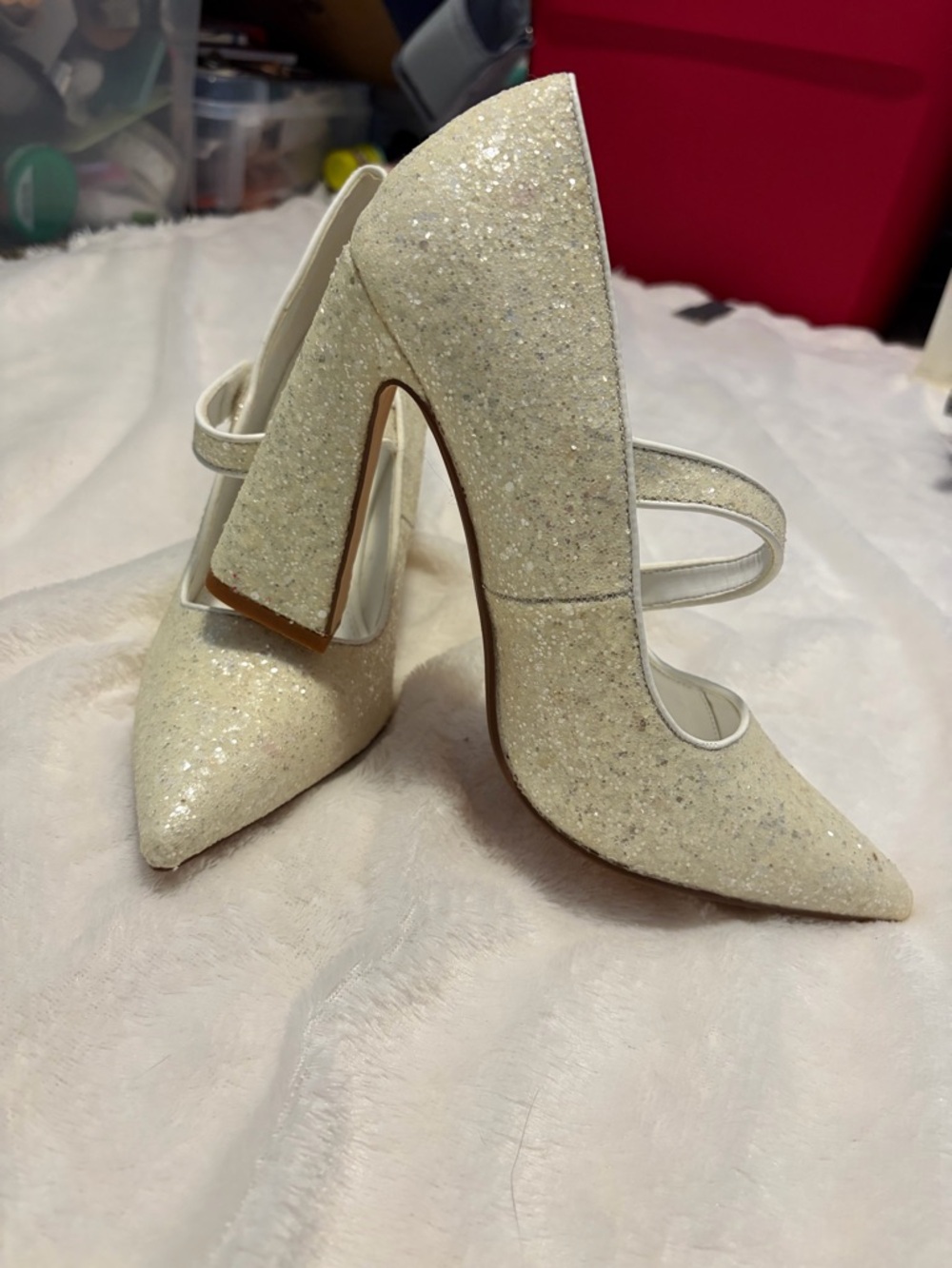 LuLu Sparkle White heels